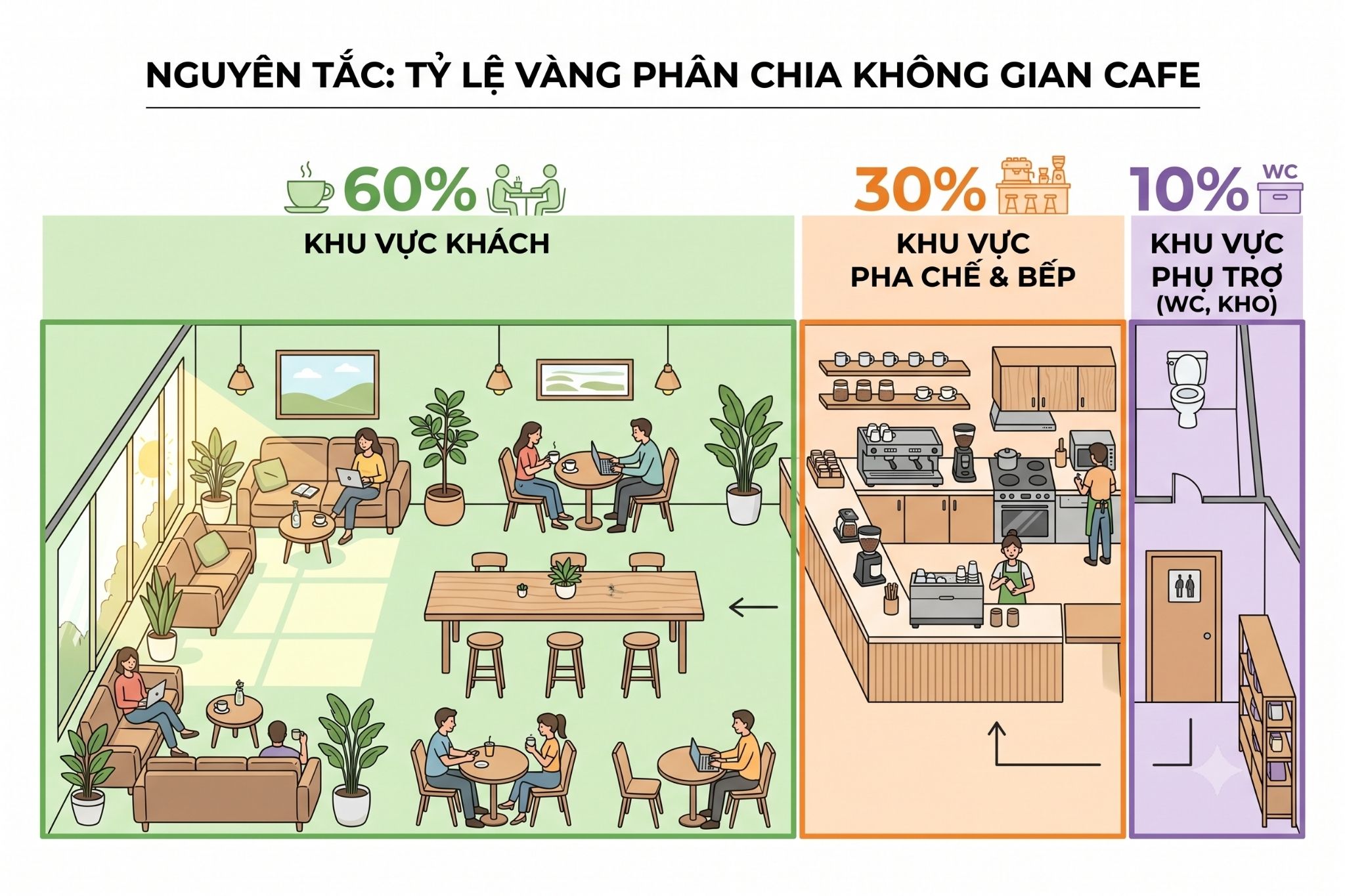  Phân chia diện tích hợp lý cho từng khu vực